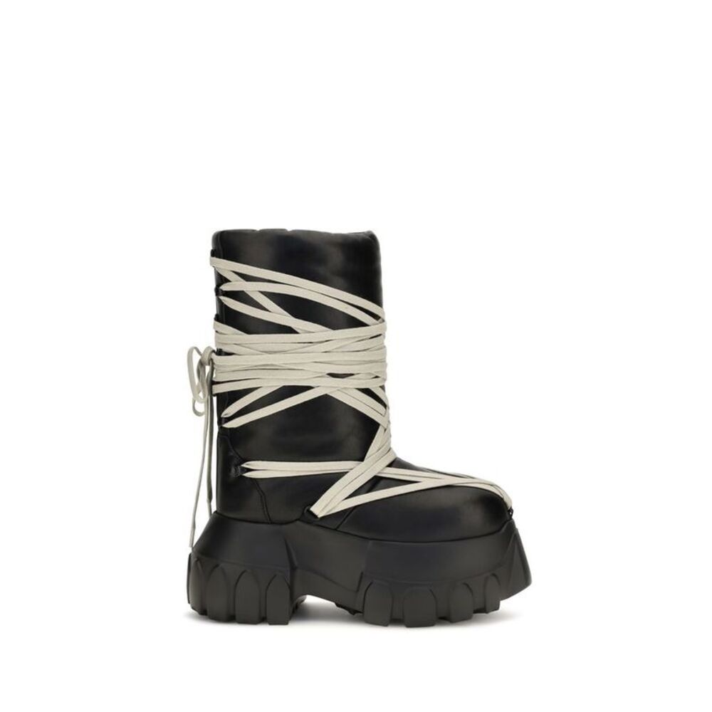 Rick Owens Black Calf Leather Bos Taurus Lace-Up Women's Boots